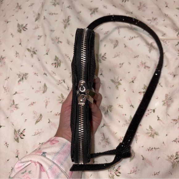 Black Heart-Shaped Evening Bag rhinestone sparkly zara - Picture 4 of 8